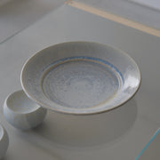 灰白碧灰釉8寸広リム皿 / 清岡幸道